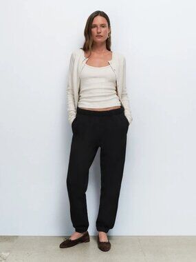 MATE the Label Black Organic Cotton Fleece Sweatpant